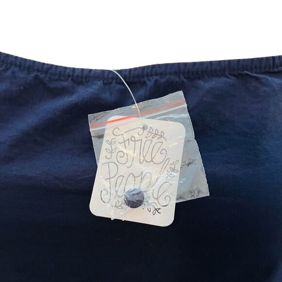 NWT FREE PEOPLE NAVY CROPPED BLOUSE OFF SHOULDER - Picture 9 of 9